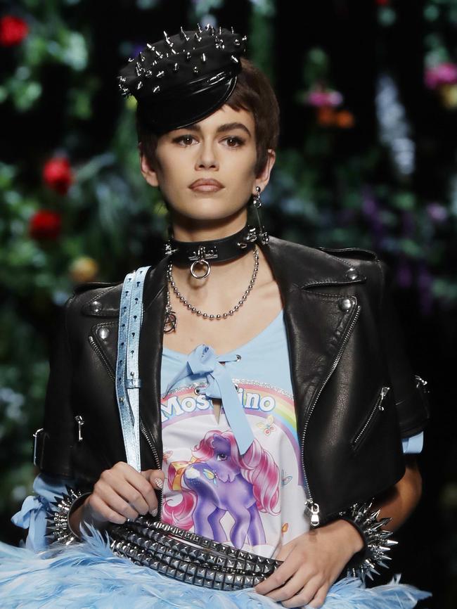 Kaia Gerber, daughter of Cindy Crawford, has made her catwalk debut. Picture: AP Photo/Luca Bruno