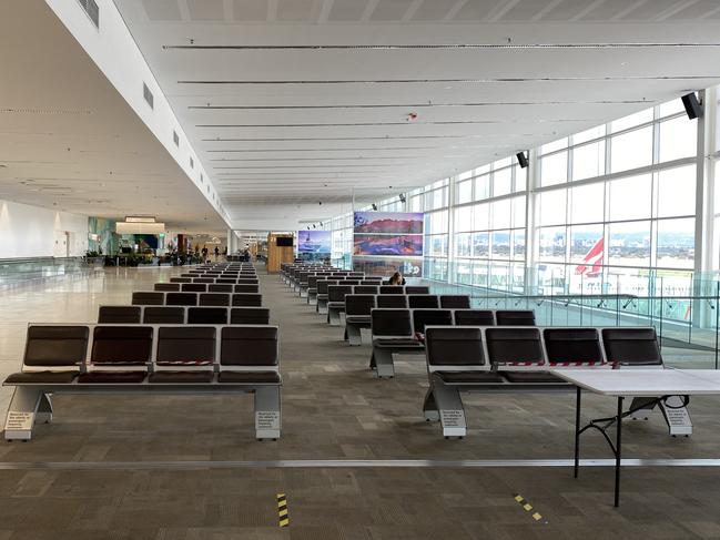 A sparsely filled Adelaide Airport on Wednesday. Picture: Gabriel Polychronis