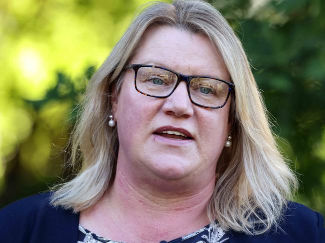 MELBOURNE, AUSTRALIA - NewsWire Photos NOVEMBER 10, 2020 : Minister for Early Childhood Ingrid Stitt during an early morning press conference in Parliament House gardens. Picture : NCA NewsWire / Ian Currie