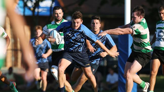 Action from the Gold Coast District Rugby match between Helensvale and Palm Beach-Currumbin, held at Discovery Oval, Helensvale. Photo of Helensvale's Dan Blong. Picture: Brendan Radke.