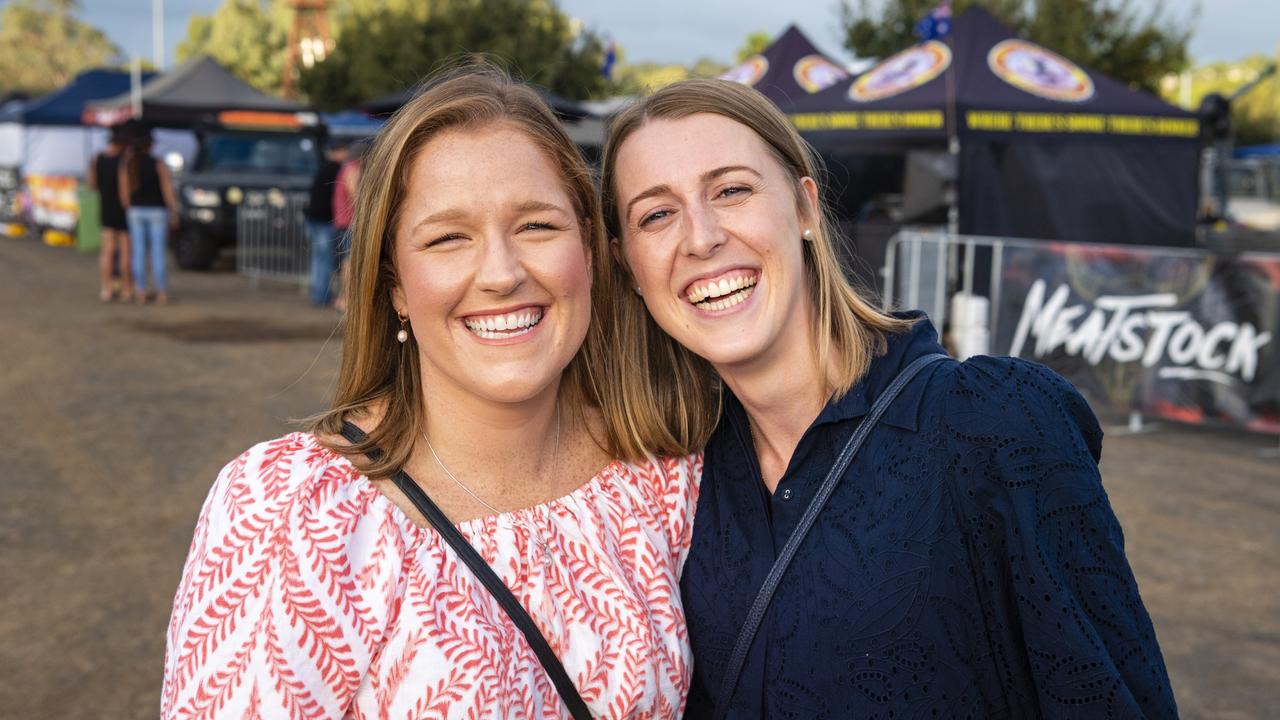 Bryanna West (left) and Chloe Clark at Meatstock at Toowoomba Showgrounds, Friday, April 8, 2022. Picture: Kevin Farmer