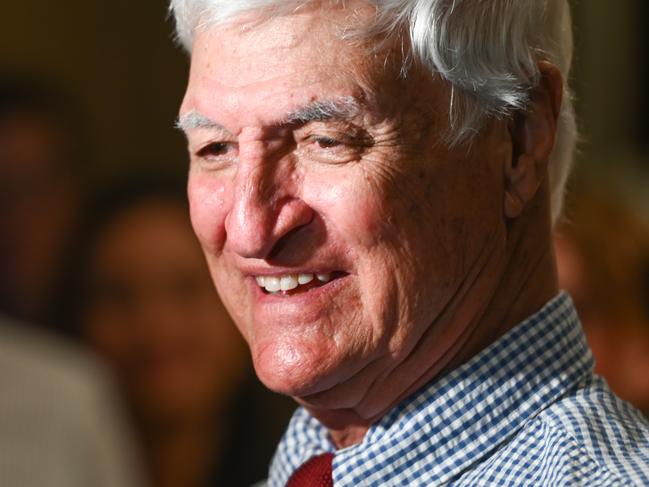 2025 Federal Elections Katter Party. Post polling day Katter Party members at Jam Restaurant in Townsville as the count begins. Bob Katter talking to media.