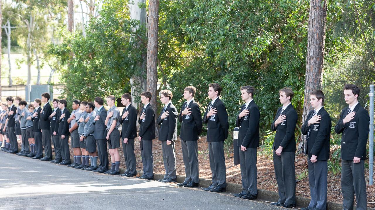 Iona students at Jonah Waterson’s funeral.