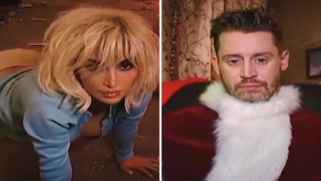 Kim K's 'unhinged' Santa Baby cover music video. Picture: YouTube