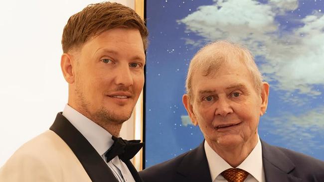 John Farnham with his son Rob Farnham on his wedding day. Supplied  / instagram - https://www.instagram.com/p/C8RbGlYSpcx/?img_index=3