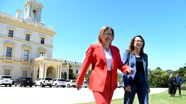 Victorian Premier Jacinta Allan, left, and Treasurer Jaclyn Symes have announced a review into the state’s public service. Picture: Andrew Henshaw / NewsWire