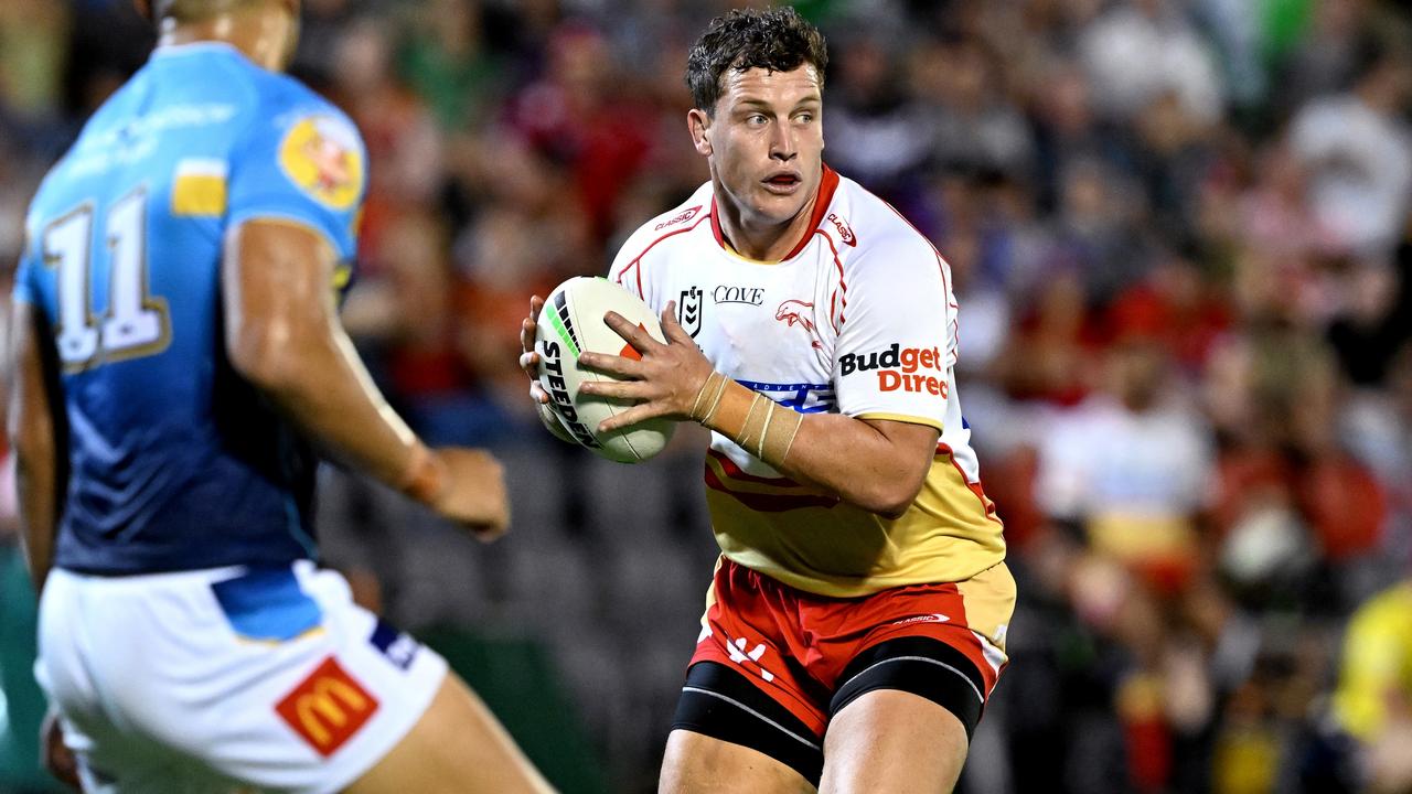 Jarrod Wallace in action for the Dolphins during a trial match against the Titans. Picture: Getty Images