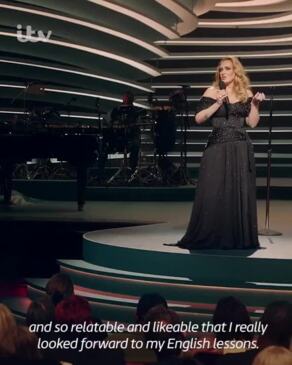Adele thanks her teacher during a concert