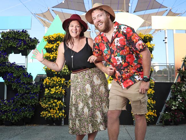 Tiffany Fiechtner and friend Edward Laverack farewell the 30th installment of the Taste Of Tasmania. Picture: LUKE BOWDEN