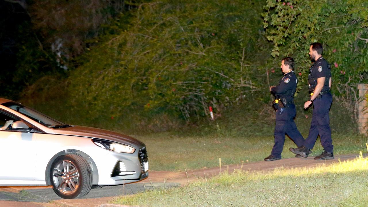 Police at the scene where a body was found in a septic tank in Brisbane. Picture: Steve Pohlner