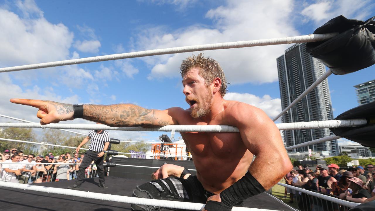 Wrestling at the Smashing Pumpkins concert. Picture: Richard Gosling