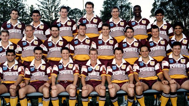 1993 Brisbane Grand final squad (L-R) (front) Sid Domic, Chris Johns, Kevin Walters, captian Allan Langer, Kerrod Walters, Terry Matterson, Glenn Lazarus; (middle) John Plath, Mark Hohn, Michael Hancock, Julian O'Neill, Willie Carne, Alan Cann, Trevor Gillmeister, Steve Renouf; (back) Peter Ryan, Andrew Gee, Brett Galea, Paul Hauff, Gavin Allen, Wendell Sailor and Willie Morganson.