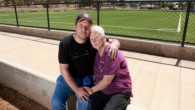 Matthew Coscia with his mum Annette Coscia at T.K. Shutter Reserve. Picture: NCA NewsWire / Kelly Barnes