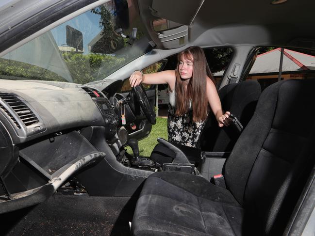 Seventeen year old Charlotte Mitchell from Tallebudgera Valley lost her car,a 2003  Honda Accord, to floodwaters in Southport. She has started a Go Fund me page to raise money for a new one. Picture Glenn Hampson