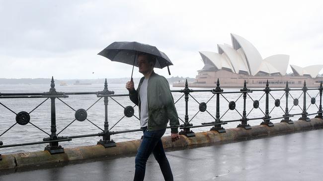 An east coast low off northern NSW will bring the wet weather down to Sydney. Picture: Newscorp Daily Telegraph/ Gaye Gerard