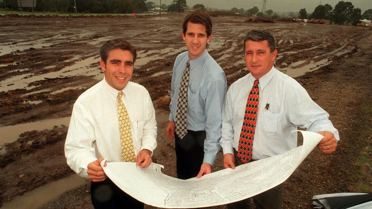 A picture from 1998 of Colliers’ Andrew Coleman and Simon Beirne and Graham Norris (far right) at a development site in Morningside.