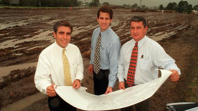 A picture from 1998 of Colliers’ Andrew Coleman and Simon Beirne and Graham Norris (far right) at a development site in Morningside.