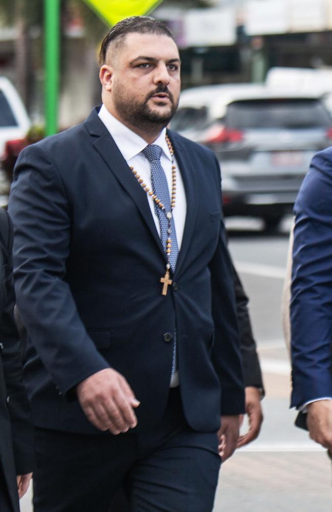 Robbie Awad arrives at Proserpine Court. Photo: Andrew Pattinson