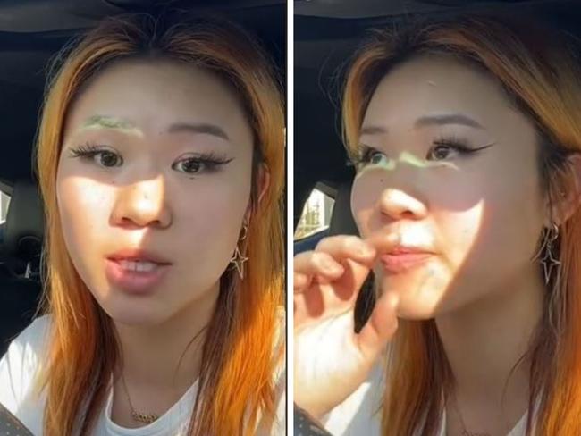 Social media influencer Lizzie Cao was noticeably shaking when recounting what happened on TikTok, appearing to still be in a car park.