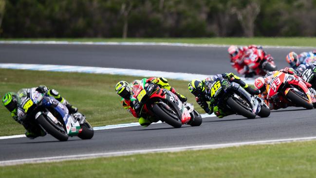 PHILLIP ISLAND, AUSTRALIA - OCTOBER 27: LCR Honda rider Cal Crutchlow (35) ahead of the chasing pack during the 2019 MotoGP Australian Grand Prix on October 27, 2019 at Phillip Island Circuit in Victoria, Australia.  (Photo by Speed Media/Icon Sportswire via Getty Images)escape21 march 2021cover story sport events