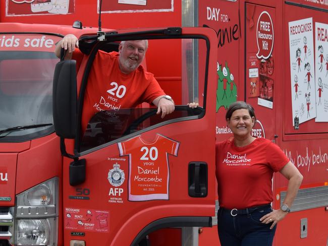 Bruce Morcombe and LNP candidate for Mundingburra Janelle Poole with the Daniel Morcombe Foundation truck.