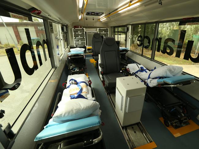 Inside the bus, which can treat up to 12 patients at one time.