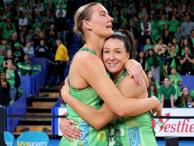 Courtney Bruce (L) was outstanding for the Fever in their win over the Melbourne Vixens. Picture: Getty Images