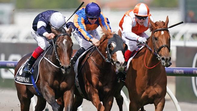 Vow And Declare (right) is looking for his second Melbourne Cup win after his victory in 2019. Picture: AAP Image