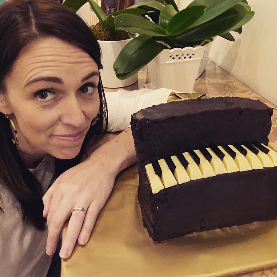 New Zealand Prime Minister Jacinda Ardern shows off her baking skills with a recreation of the Women’s Weekly iconic ‘piano’ cake for her daughter Neve. Picture: Instagram/JacindaArden