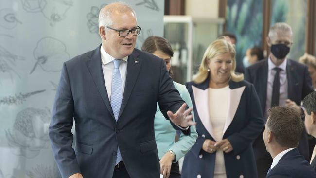 Scott Morrison at the Royal Botanic Gardens in Sydney on Sunday. Picture: Jenny Evans