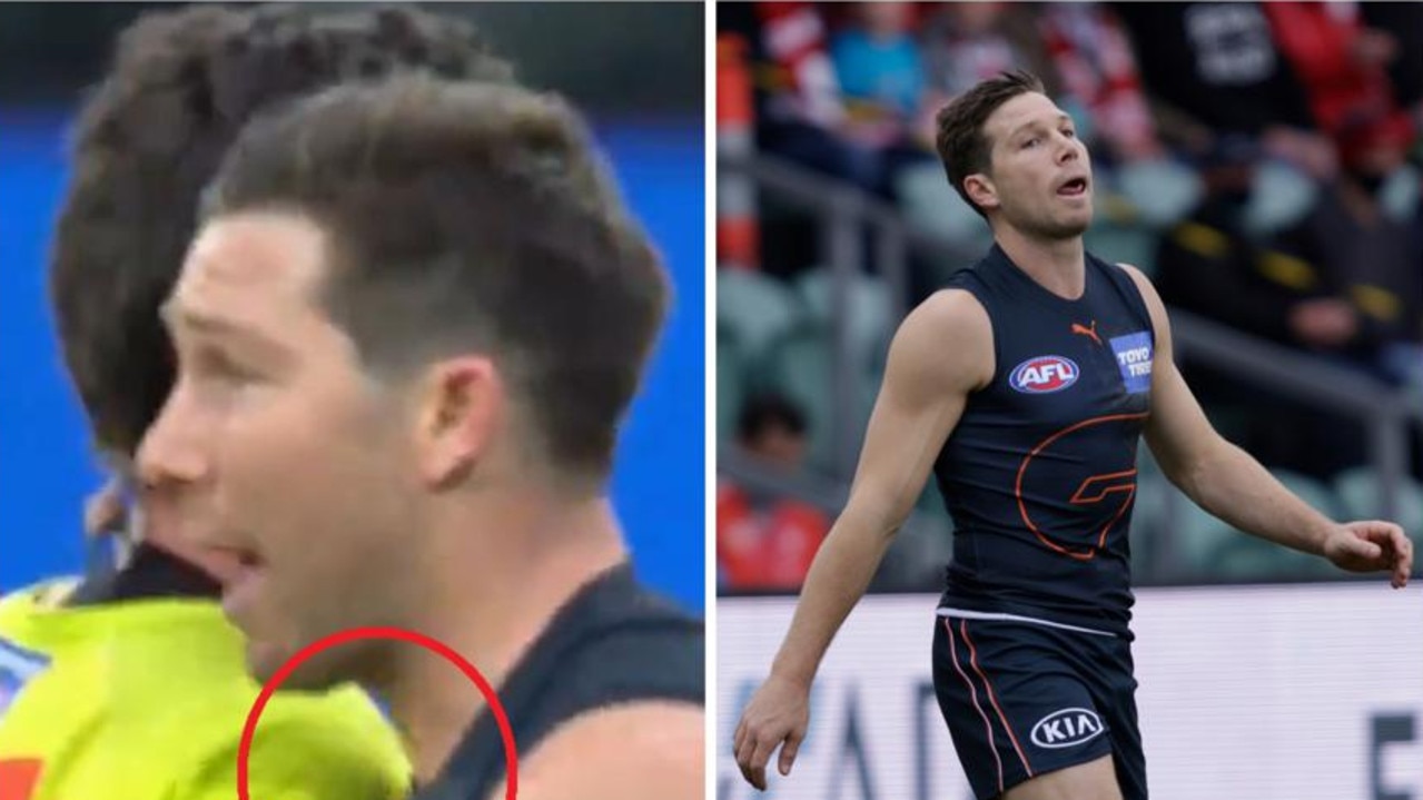 Toby Greene walked into umpire Matt Stevic, as proven by a new angle.