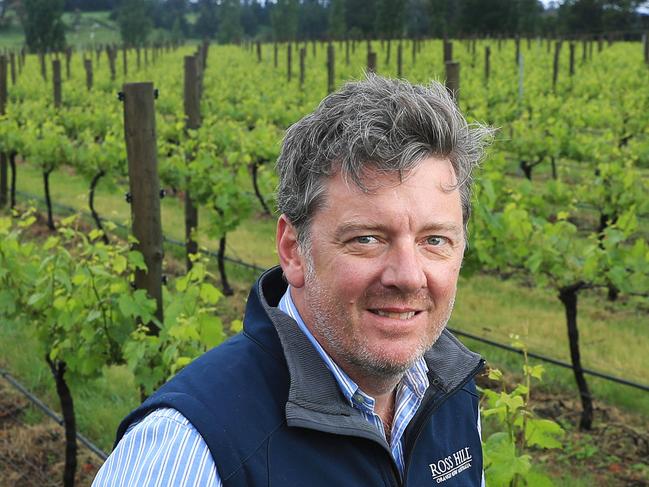 26/11/21: Vigneron James Robson at his vineyard in Orange. He is producing refined wines from AustraliaÃ¢â¬â¢s first carbon-neutral vineyard and winery. John Feder/The Australian.