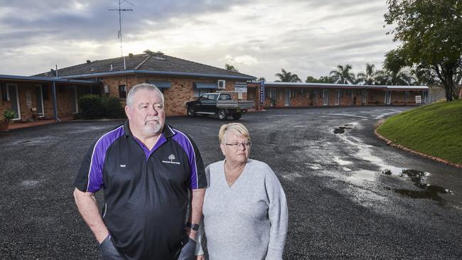 Owners of the Jacaranda Motor Lodge Tony and Angie Stackhouse lament the border closure keeping business from their motel, and them from their pregnant daughter.