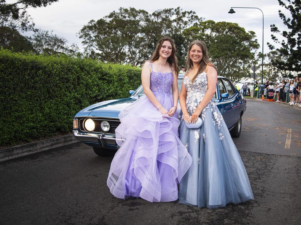 Graduates Olivia Hooper (left) and Hope McLennan at Toowoomba Christian College formal at Picnic Point, Friday, November 29, 2024. Picture: Kevin Farmer