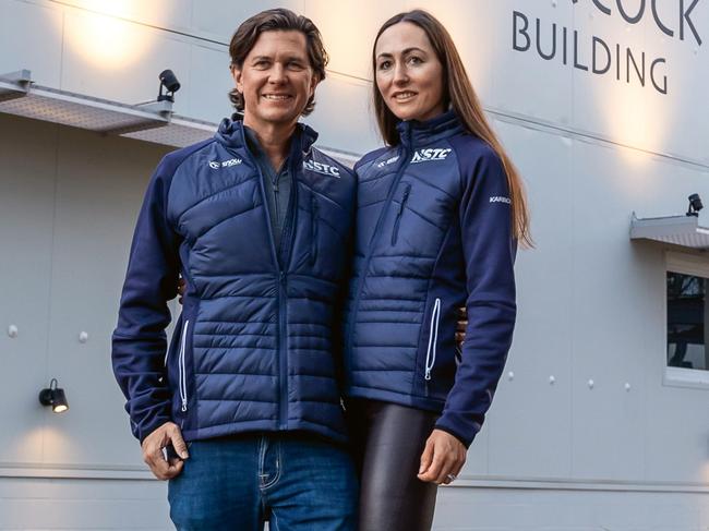 Hancock, pictured with wife Gemma, claims Australia’s most successful businessperson isn’t that good at business. Picture: Lucas Wilkinson