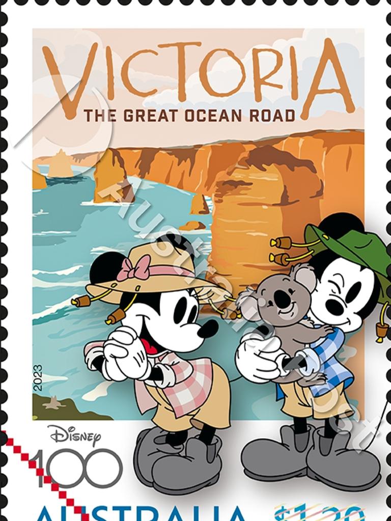 The Victorian stamp with Minnie and Mickey Mouse.