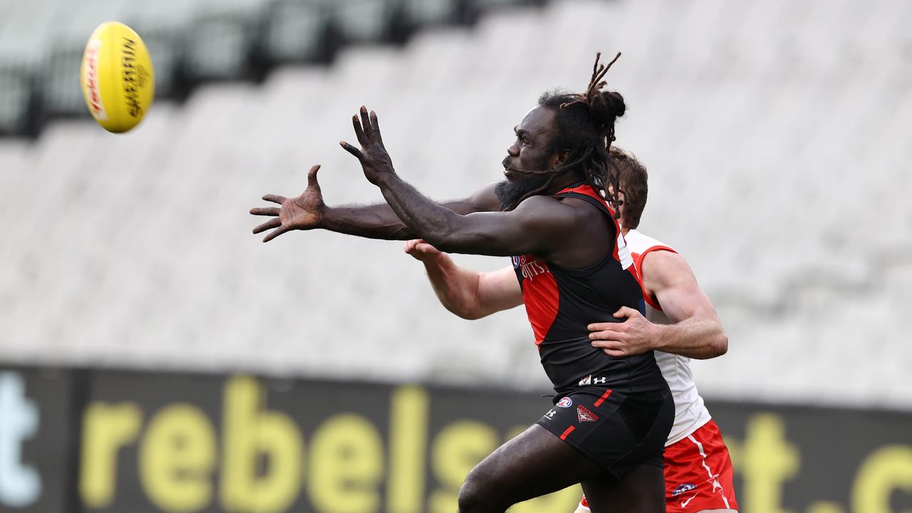Anthony McDonald-Tipungwuti will be a welcome addition to the Bombers’ forward line in 2023. Picture: Michael Klein