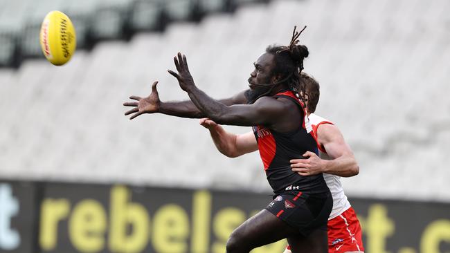 Anthony McDonald-Tipungwuti will be a welcome addition to the Bombers’ forward line in 2023. Picture: Michael Klein