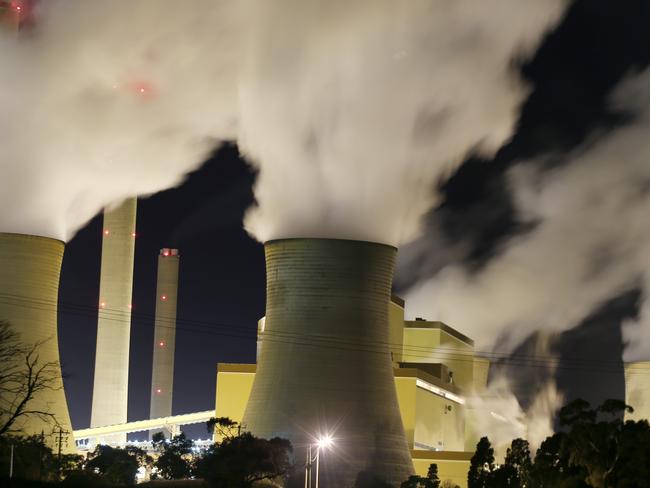 Stock image. Night time image Loy Yang of Power Station in the Latrobe Valley, Victoria. Monday, July 15. 2014. (AAP Image/David Crosling) NO ARCHIVING