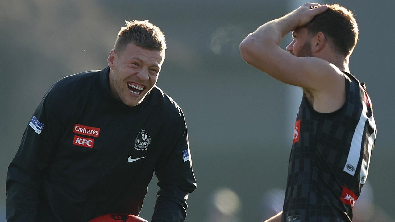 Jordan De Goey and Taylor Adams were instrumental in Collingwood matching wheels with premiership favourite Geelong.