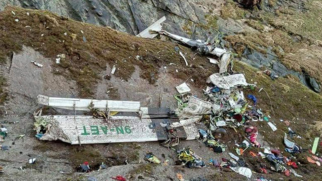The wreckage of a plane operated by Nepali carrier Tara Air, on May 30, 2022, shown a day after it crashed. Picture: Bishal Magar/AFP