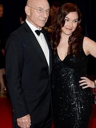 Professor Charlex Xavier (or Patrick Stewart) and Sunny Ozell. (Photo by Dimitrios Kambouris/Getty Images)