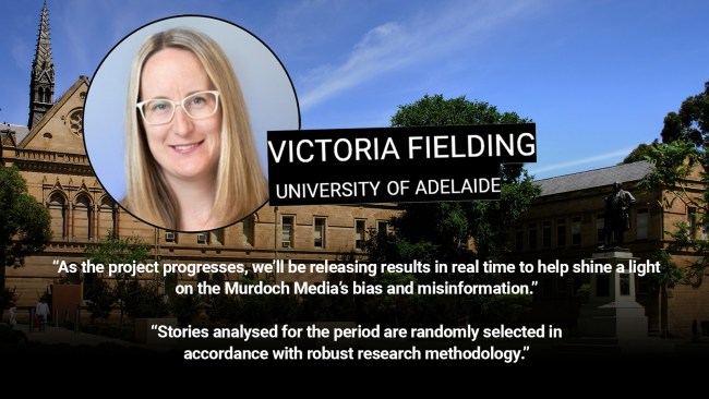 University of Adelaide researcher Dr Victoria Fielding promises to shine a light on media bias.