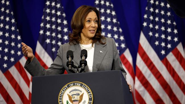 US Vice President Kamala Harris has become more of a match for Donald Trump than President Joe Biden, according to polls. Picture: Getty Images