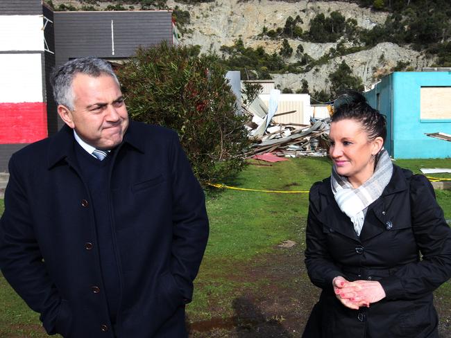 Hard to please: Federal Treasurer Joe Hockey with Senator Jacqui Lambie.