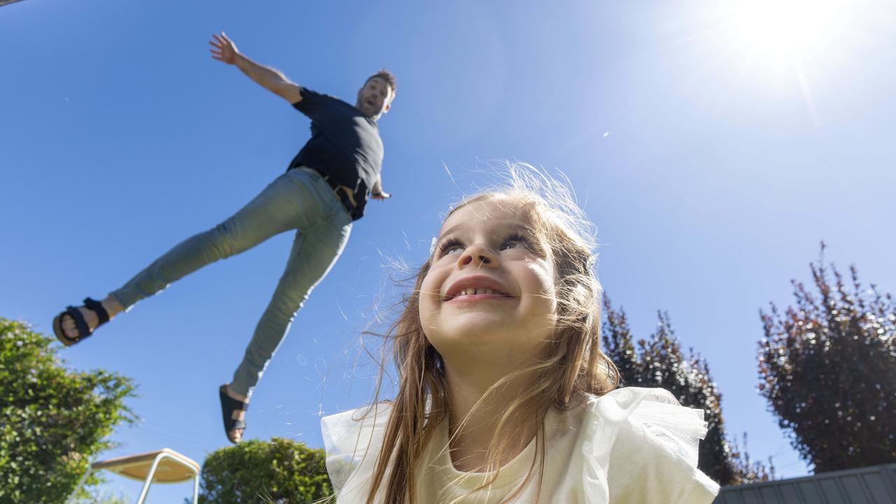 Frankie Scutter is a three years old little girl and seven months ago she was diagnosed with type-1 diabetes. her Dad Sam Scutter has decided to jump out of a plane to raise money to find a cure for the disease. Picture: Kelly Barnes