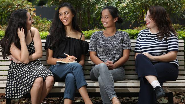 Monikka Eliah, Tongan-Australian author Winnie Dunn, Lieu-Chi Nguyen and Sheree Joseph are all part of the new writing group for culturally diverse women. Picture: Robert Pozo