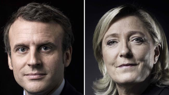 French presidential election candidate for the En Marche! movement Emmanuel Macron (left) and French presidential election candidate for the far-right Front National (FN) party Marine Le Pen.