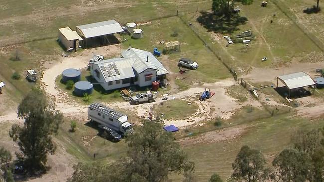 Aerial vision of the crime scene at Wieambilla, Queensland. Picture: Nine News