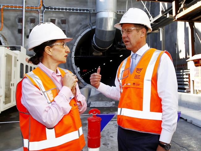 Transport minister Gladys Berejiklian with Premier Mike Baird in 2015.